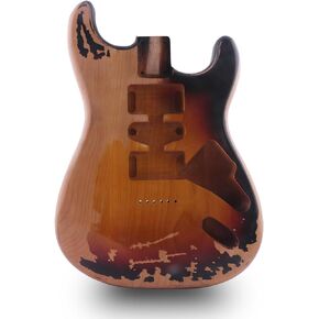Relic Electric Guitar Body ST Style Nitro Top Alder Wood DIY Guitar Body HSH Relic 3 Tone Sunburst.