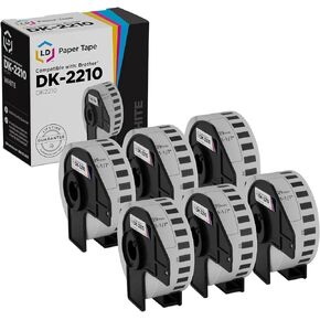 LD © Compatible Brother DK-2210 6 Rolls of White Label Tape / 1.1 in x 100 ft