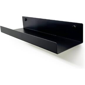Mitus Floating Shelf Wall Mounted - Modern Industrial Metal Channel Ledge Black, 12 inch
