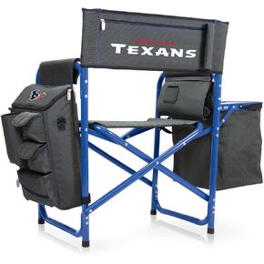 PICNIC TIME NFL Houston Texans Fusion Camping Chair with Side Table and Soft Cooler, Beach Chair for Adults, Lawn Chair, (Dark Gray with Blue Accents)