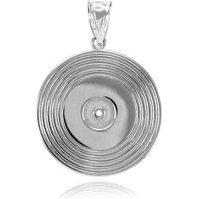 925 Sterling Silver Vinyl Disc Music Recoring Charm Pendant