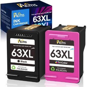 Remanufactured Ink Cartridge Replacement for HP 63 63XL 63XL for Envy 4520 4512 4513 4516 OfficeJet 3830 5255 5258 DeskJet 1112 1110 3630 3632 3634 2130 2132 Printer(1 Black 1 Tri-Color)