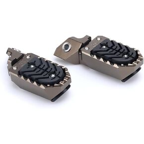 Motorcycle Aluminum Adjustable Foot Pegs Compatible with BMW F750GS| 850GS| 850GS/ R1200GS/ R1250GS Adventure Rider Footpegs Footrest Pedals with Built-in Spring Motorcycle Accessories (Black)
