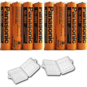 8 Pack Panasonic NiMH AAA Rechargeable Battery for Cordless Phones with 2 Battery Cover Cases (Bulk Packaging Non-Retail Packaging)