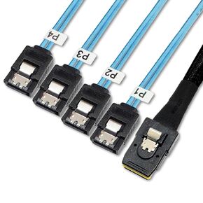 Premium Mini SAS 36P SFF-8087 to 7Pin 4 SATA Cable High Speed Data Transfer Digital Cord (1 Cable, 0.5 M / 1.6 Feet)