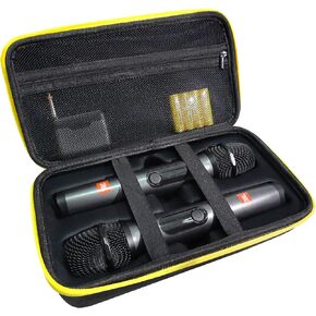 Wireless Microphone Case Only Specially Design for JBL Wireless Two Microphone System, Handheld Dual Mic Travel Bag for Singing or Karaoke for Receivers, Adapters, AA Batteries-Black(Box Only)