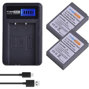 2-Pack PS-BLS5 BLS-5 BLS5 Bls50 Batteries and LCD USB Charger for Olympus OM-D E-M10,Mark III,Mark II,Pen E-PL2,E-PL6,E-PM2, Stylus 1 Battery