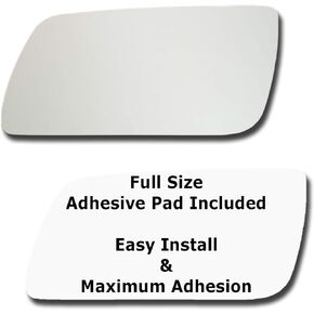Mirror Glass + Full Size Adhesive Pad for 2009-2012 Ford Flex Driver Side Replacement (2009 2010 2011 2012 09 10 11 12)