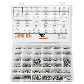 700pcs Metric 304 Stainless Steel Washers,Nuts and Bolts Assortment Kit,M3 M4 M5 M6 Hex Head Assorted Screws Nuts and Bolts Sets with Bolt Organizer Bin