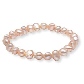 Handmade Women's Pearl Bracelet | Stretchy Beaded 8-9mm Baroque Pearl Bracelet for Ladies and Girls - Pink, Black, White, Grey, Multicolor (purple)
