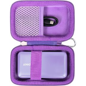 khanka Hard Travel Case for Anker 3-in-1 Fast Charging Charger with Built-in USB-C Cable/Anker 533 Power Bank/Anker Nano Power Bank,10000mAh Portable Charger (PD 30W max. Leistung),Case Only(Purple)