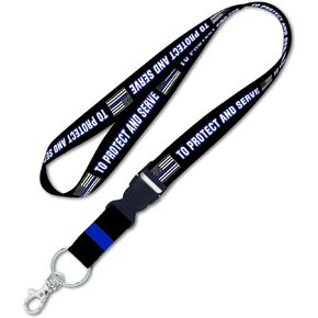 Police Blue Line "to Protect and Serve" Lanyard with Metal Lobster Claw Hook