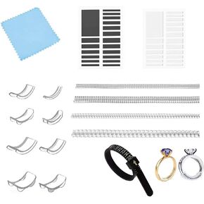 Ring Size Adjuster for Loose Rings,52pcs Invisible Ring Size Adjuster Set w/4 Style for Different Band Widths, 8 Ring Guards Silicone Guard,Spacer,Polish Cloth for Women Men Ring Size