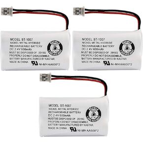 جديد! بطارية هاتف لاسلكية Uniden BBTY0651101 BT-1007 NiMH 600mAh DC 2.4V قابلة للشحن (3 عبوات)