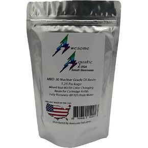 Awesome Aquatic Mixed Bed DI Resin 1.25 lb Resintech MBD-30 Nuclear Grade Color Changing DI Resin Deionization RO/DI 10" Filter Cartridge Refill (1.25 lb)