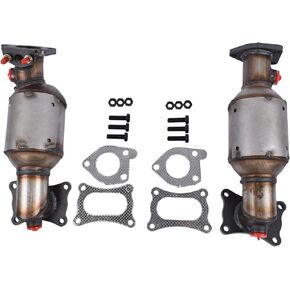 Pair Exhaust Manifold Catalytic Converters Set High Flow Replacement for 2009-2015 Hon-da Pi-lot Stainless Steel Direct Fit w/Gaskets EPA Compliant - Keesass