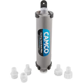 Camco Marine Holding Tank Vent Filter Kit | Easy Install | Features granular Activated Carbon (GAC) for Maximum Odor Control (50190), Gray