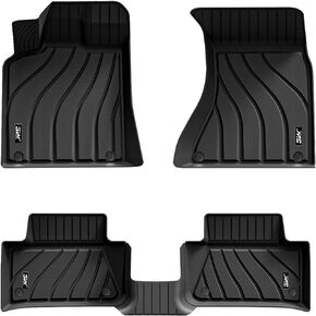 3W Floor Mats Compatible for Porsche Macan 2014-2024 TPE All Weather Custom Fit Floor Liner for Porsche Macan 1st and 2nd Row Full Set Car Mats Black