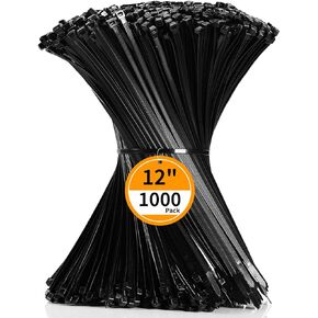Cable Zip Ties 12 inch Cehony 500 Pack White Zip Ties Heavy Duty 50lbs Tensile Strength Plastic Zip Ties for Outdoor and Indoor Multi-Purpose Cable Ties Self-Locking UV Resistant Wire Ties Wraps