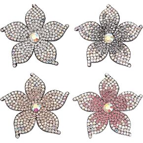 SUPERFINDINGS 5 Colors Rhinestones Patches Leaf Iron/Sew on Adhesive Clothes Patch Leaf Pattern DIY Sticker Decorative Appliques Glass Rhinestone Applique Patch for DIY Clothes, 82x25x4mm