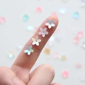 10mm/0.39" Sparkling Flower Shape Sew on Sequins, Micro Doll Clothes Sequins, in 12 Color, Craft Supplies, Doll Clothes Embellishments, Pack of About 8 Grams