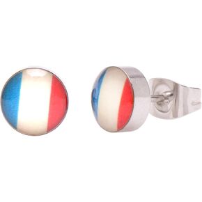 الفولاذ المقاوم للصدأ أقراط العلم الأوروبي ترصيع، فرنسا in Kuwait