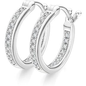 Hoop Earrings for Women,S925 Sterling Silver Moissanite Small Hoop Earrings,Hypoallergenic Diamond Earrings Birthday Valentines Christmas Gifts for Women Men Wife Daughter