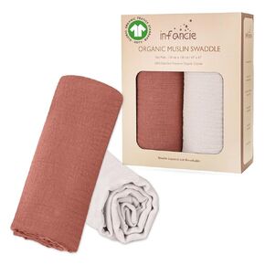 Organic Cotton Baby Muslin Blanket - Breathable, Large 47x47 inches for Baby Swaddle Blanket Hypoallergenic Muslin Baby Blankets, Versatile, Double Layer (Rose/Peach)