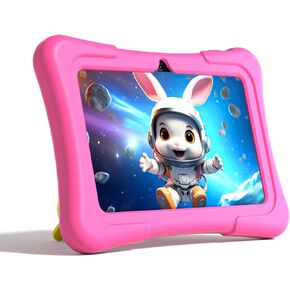 PRITOM Tablet Kids 7 inch, 32GB, Toddler Tablet with WIFI, Camera, Games, Kids Software Pre-Installed, Parental Control, Tablet for kids, with Durable Silicone Case, Blue