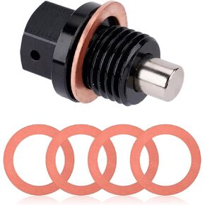 M14x1.5 Magnetic Oil Drain Plug with 4pcs Oil Drain Plug Washer, Aluminum Alloy Oil Pan Drain Plug for Most Ford Honda Mazda and More Vehicles