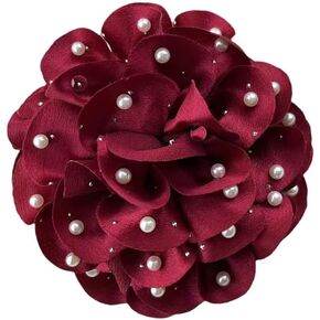 Fabric Large Flower Pearl Brooch for Women Pearl Floral Bohemia Bridesmaid Pin Brooch Lapel Pins Handmade Handmade Hair Clip for Party Wedding