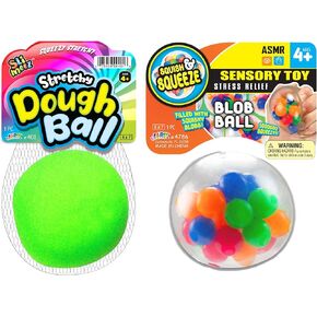JA-RU Bop Ball & Soft Dough Stretchy Balls Stress Relief Toy (2 Packs) Soft Dough Stress Ball Pull and Stretch & Hand Ball Filled with Squishy Balls Anxiety Therapy Sensory Fidget Toy 401(1)-4786-(1)s