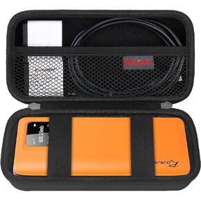 Carrying Case for RoamWiFi 4G LTE Mobile Hotspot Router, R10 Router Travel Bag Worldwide Portable WiFi Storage Holder, Mesh Pocket Fits Cable, Black+Inside Orange