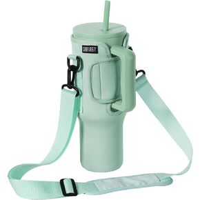 Water Bottle Carrier Bag Compatible for Simple Modern 40oz Tumbler with Handle, Travel Water Bottle sling with Adjustable Shoulder Strap for Camping(Almond Birch)