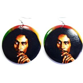 Teri's Boutique Rasta Reggae Lover Jamaican Music Singer Round Circle Fish Hook Dangle Earrings