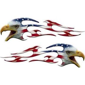Weston Ink Screaming Eagle Head Tribal Flame Reflective Decals 8" Flag