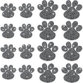 16 Pieces Car Paw Stickers Bling Crystal Paw Stickers Rhinestone Paw Decals Dog Paw Print Car Stickers Bling Car Accessories for Car Bumper Window Laptops Decoration, 2 Sizes (White)