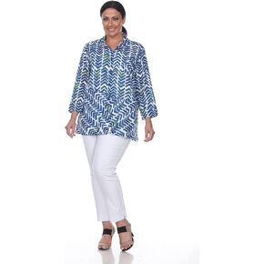Women's 3/4 Sleeve Blouse with Convertible Collar