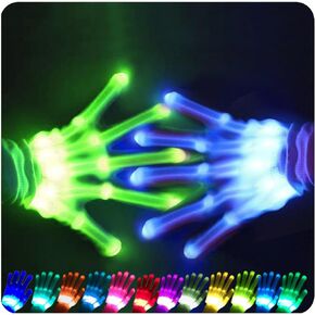 12-Color LED Light-Up Gloves for Kids - Fun & Glowing Gloves Multi-Color Halloween Costume Accessory Cool Toys for Boys 4-7 Girls 4 5 6 7 Years Perfect for Parties & Gifts