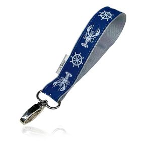 JaxGear | Nautical Blue Wristlet Strap for Car House Keys, ID Badges, Wallets | Handmade Navy Lobsters Wrist Lanyard Naval Fashion Keychain Marine Accessories Keeper Hand Leash