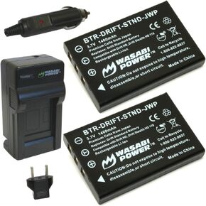 Wasabi Power Battery (2-Pack) and Charger for Drift DSTBAT Standard Battery and Drift HD, HD170, HD170 Stealth, HD720