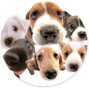 Round Mouse Pad Dog Design, Professional Customized Non-Slip Rubber Gaming Mouse Pad, Good Gift for Office Work and Home Computer Accessories