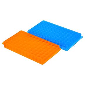 PATIKIL Tube Rack, 1Set 96 Positions Double Panel Test Tube Rack for 0.2ml, 0.5ml, 1.5ml, 2ml Centrifuge Tube, Orange,Blue
