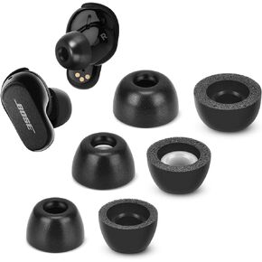 Memory Foam Tips for Bose QuietComfort Earbuds II & Ultra Earbuds, No Silicone Eartips Pain, Anti-Slip Replacement Ear Tips, Fit in The Charging Case, Reducing Noise Tips, 3 Pairs (S/M/L, Black)