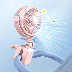 Stroller Fan Clip On for Baby Clip on Fan for Baby Rechargeable - Crib Fan for Babies Battery Operated for Stroller Bike Travel Trip Camping, 360°Rotatable, 4 Wind Speed, White