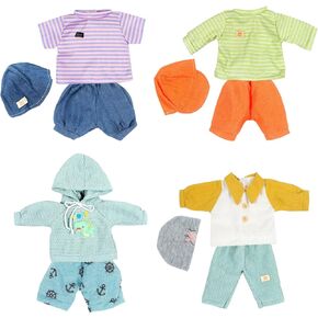 Baby Boy Doll Clothes for 12 13 14 15 16 Inch Dolls, 4 Sets 14 inch Doll Clothes Accessories Fit Newborn Baby Doll Boys,Baby Doll Clothes Boys 12-14-16 Inch