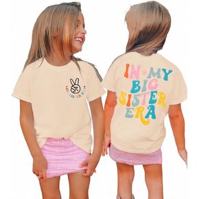BOUTIKOME Big Sister Shirts Toddler Baby Girl in My Big Sister Era Tshirt Summer Tee Announcement Outfit Short Sleeve Top