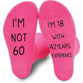 I’m Not 60 I’m 18 With 42 Years Experience Socks - Birthday Funny Gifts For 60 Year Old Women and Men, Novelty Gifts For Older Elderly Women Old Lady, 1 Pairs. (120)