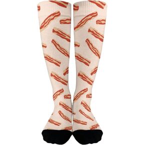 Xinme Bacon socks Boot Socks for Women Knee High trendy design Casual Sock Women's Casual Sock Bacon breakfast