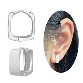Square Hoop Earring Widen Huggie Earrings 925 Sterling Silver Rectangle Oval Earrings Hypoallergenic Clip on Earrings for Women Trendy